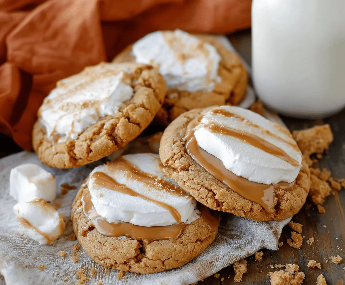 Delicious easy fluffernutter cookies on a plate, perfect for snack time.