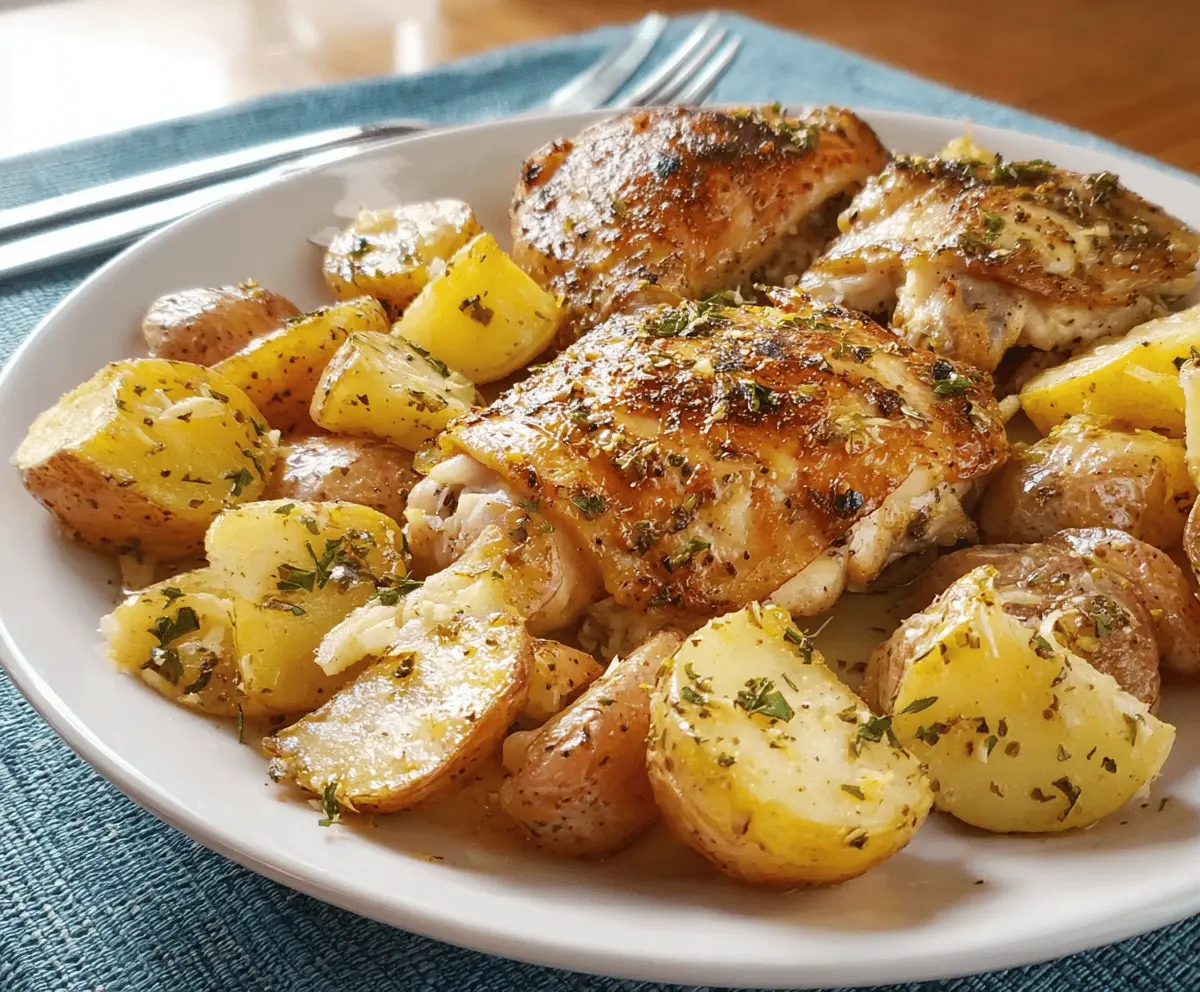 Delicious Greek Lemon Chicken with Roasted Potatoes and Fresh Herbs