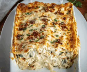 Delicious Marry Me Chicken Lasagna layered with melted cheese and savory chicken, perfect for family dinners.