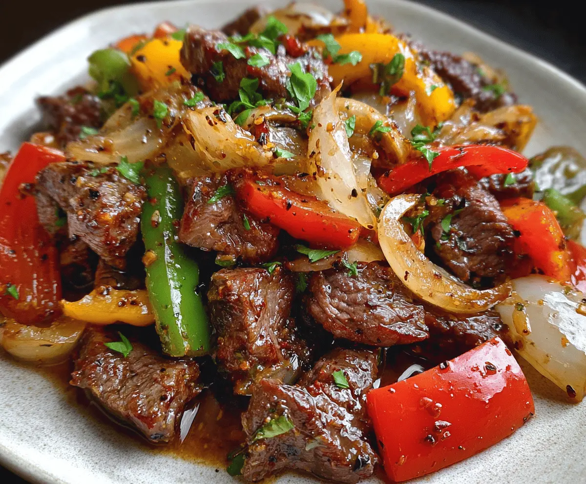 Pepper Steak with Bell Peppers and Onion