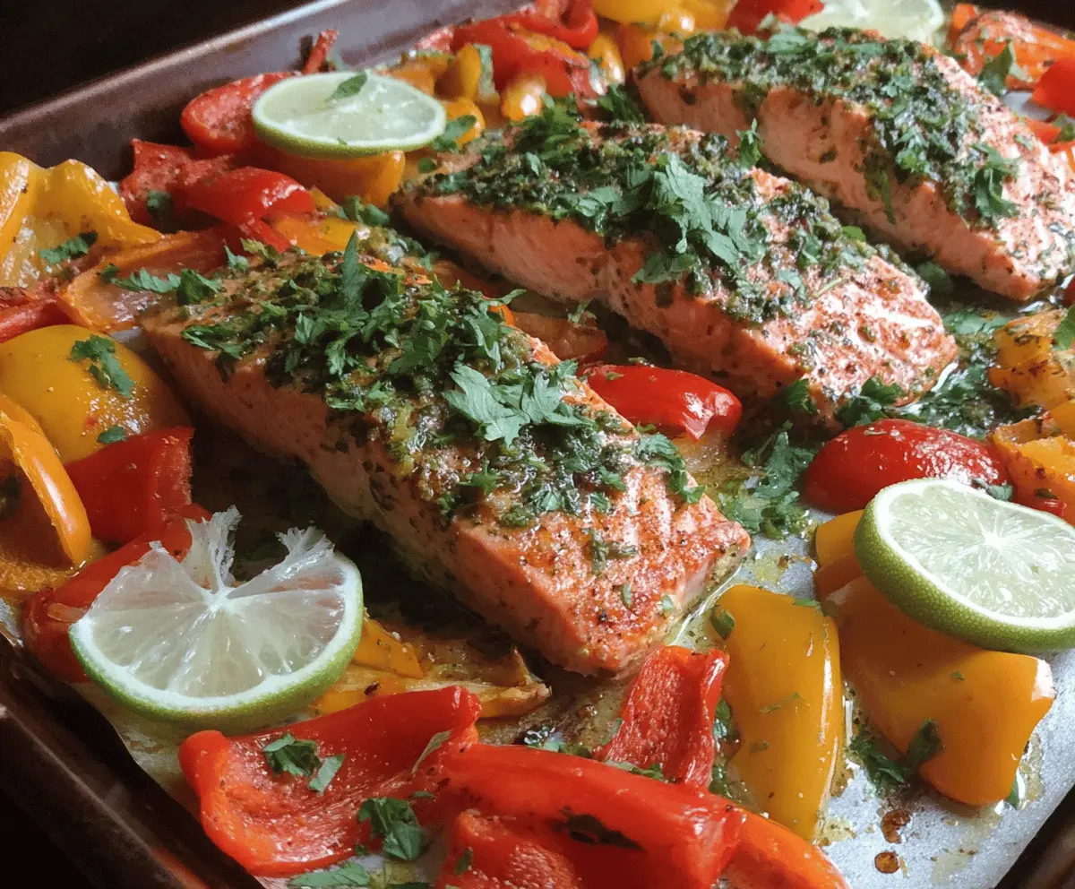Sheet Pan Salmon and Bell Pepper Dinner