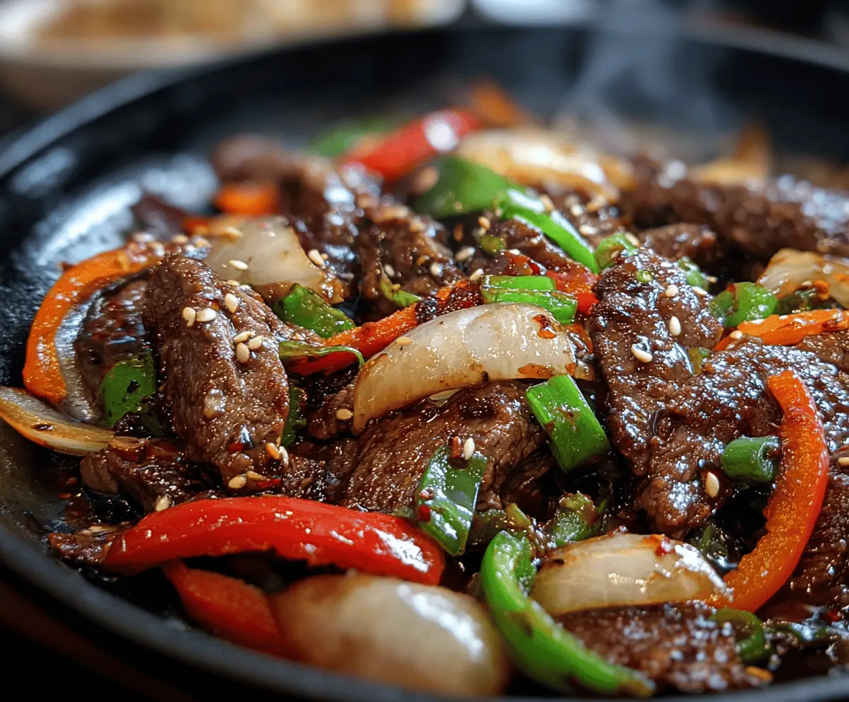 Sizzling Chinese Pepper Steak with Onions
