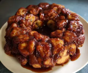 Delicious Bananas Foster Monkey Bread with caramelized bananas and sweet cinnamon dough