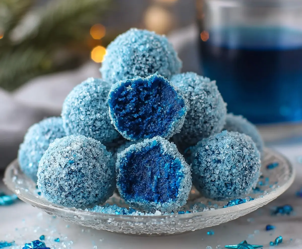 Delicious Blue Christmas Truffles made with only 4 simple ingredients for easy holiday treats.