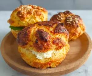 Egg-free high protein keto cottage cheese buns fresh out of the oven.