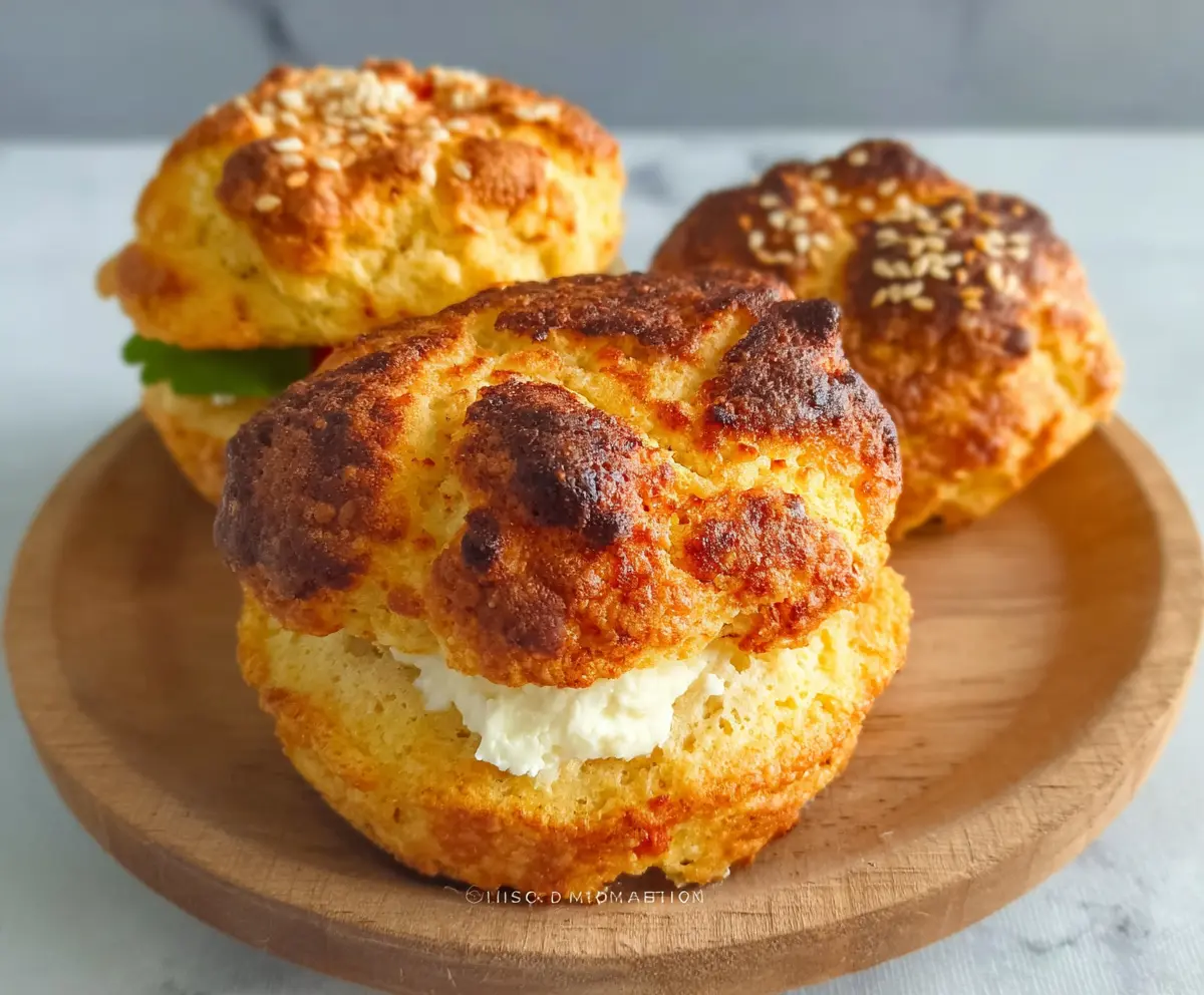 Egg-free high protein keto cottage cheese buns fresh out of the oven.