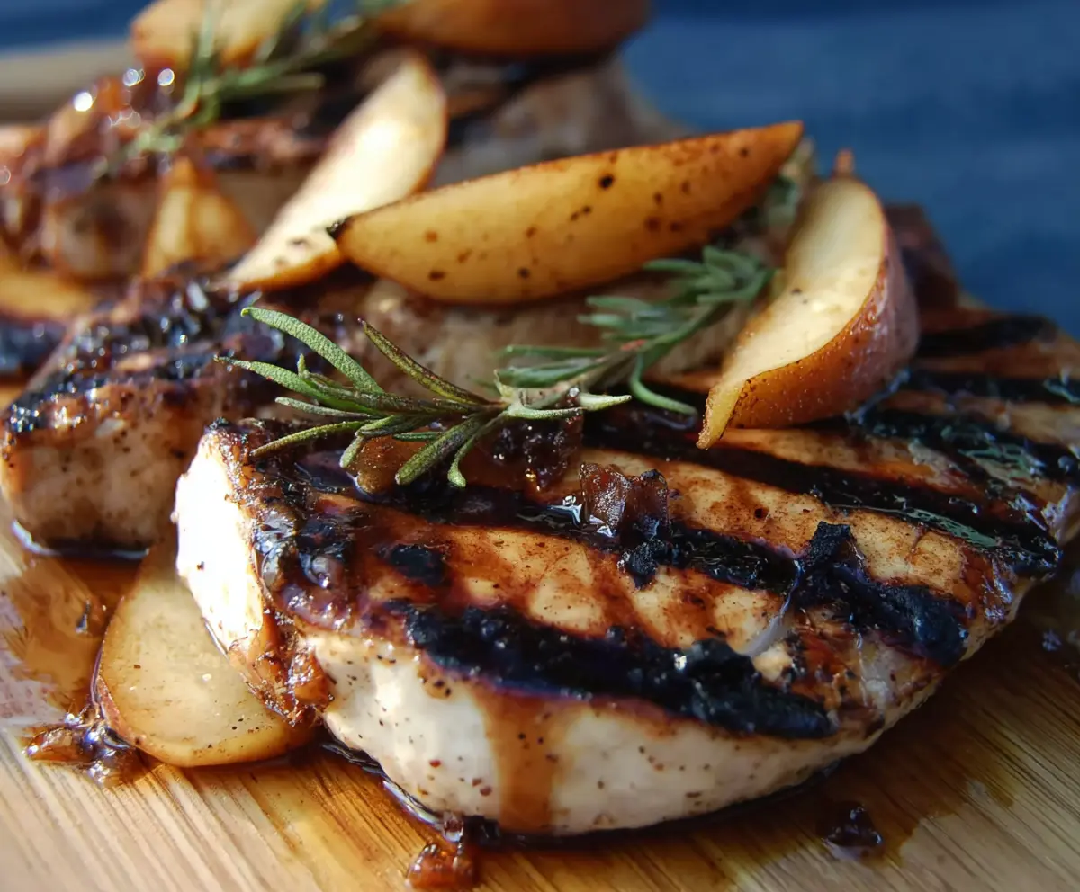 Grilled Pork Chops with Balsamic Caramelized Pears