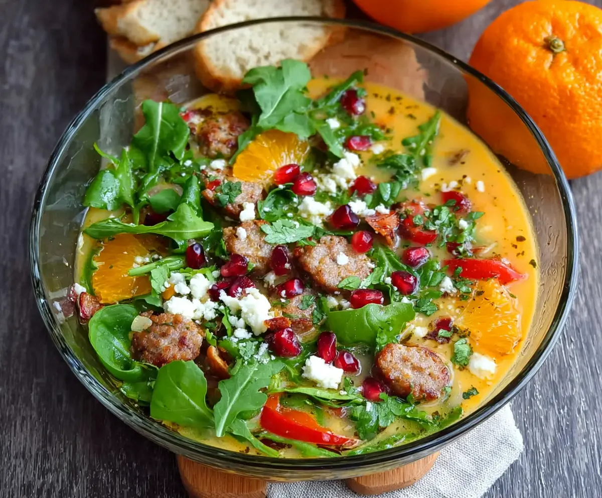 Creamy bean soup with sausage in a bowl, garnished with herbs, highlighting a healthy and hearty meal.
