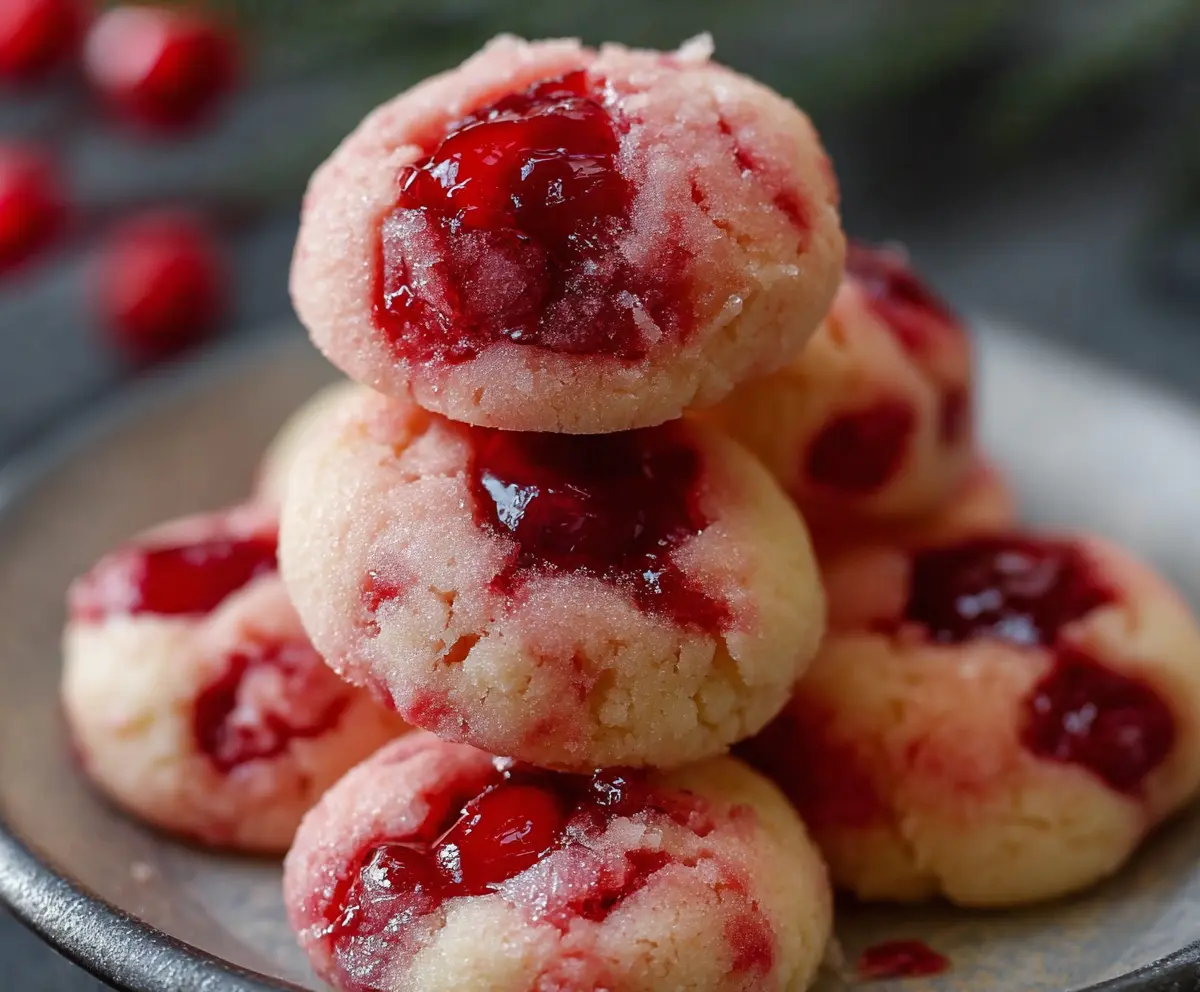 Melt In Your Mouth Cherry Shortbread Cookies