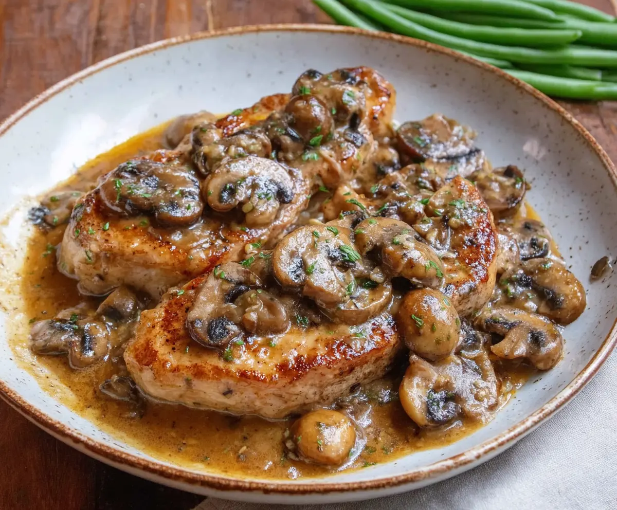 Pork Chops in Garlic Mushroom Sauce