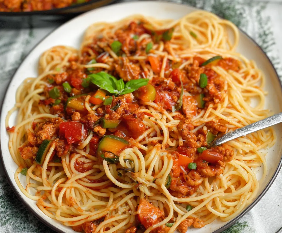 Veggie-Loaded Ground Chicken Spaghetti Sauce