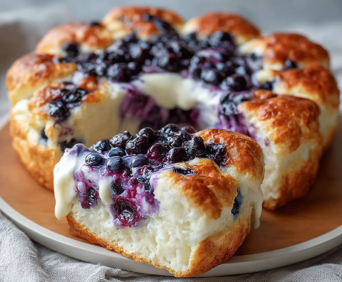 Delicious cottage cheese blueberry cloud bread topped with fresh blueberries and a light, fluffy texture.
