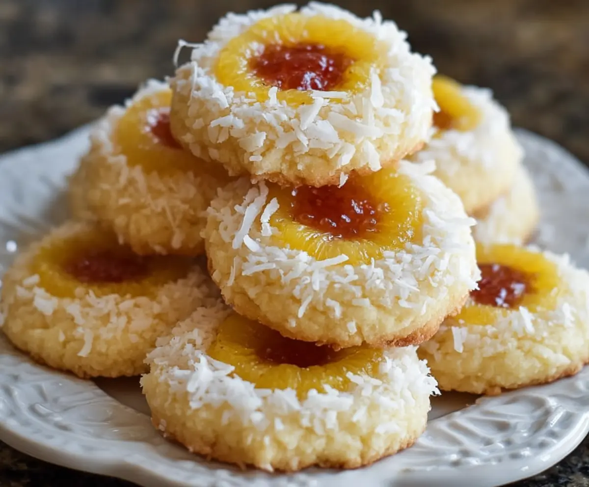 Easy Hawaiian Pineapple Coconut Thumbprint Cookies 