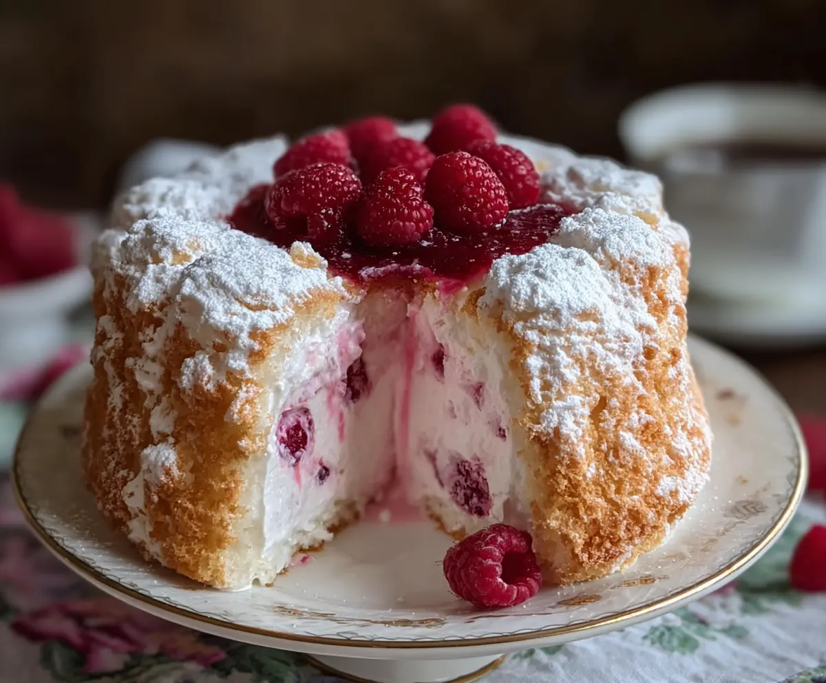 Raspberry Angel Food Cake
