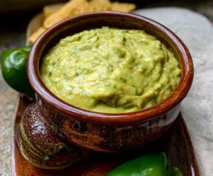Creamy Tomatillo Avocado Salsa with fresh herbs and vibrant colors, perfect for dipping or topping dishes.