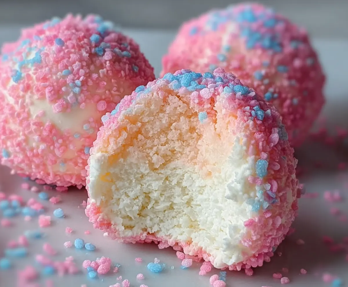 Crispy Cotton Candy Cheesecake Bombs