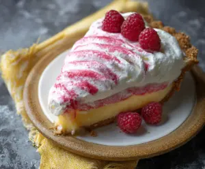 Delicious Lemon Raspberry Pie with fresh raspberries and a zesty lemon filling