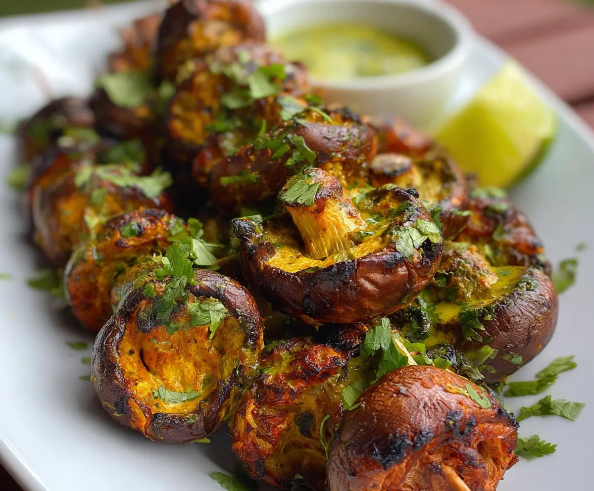 Mushroom Tikka Skewers