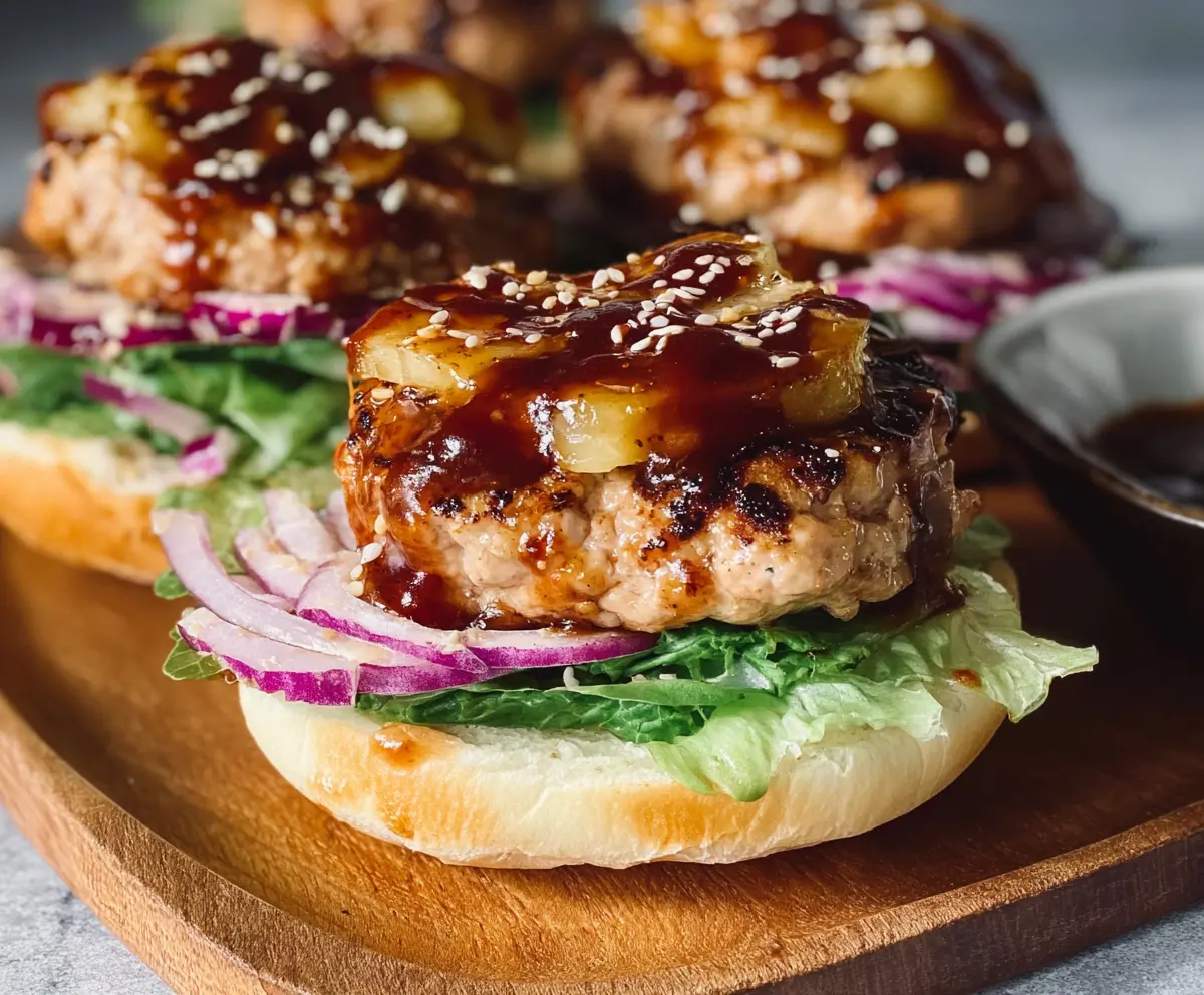 Juicy teriyaki chicken burgers served with fresh vegetables and buns on a plate.