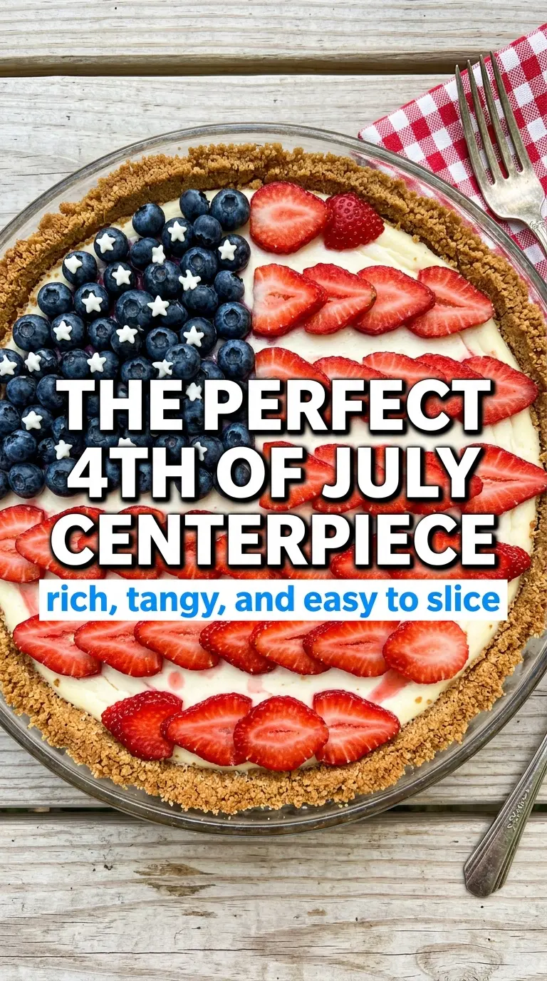 American Flag Cheesecake creamy berry-topped