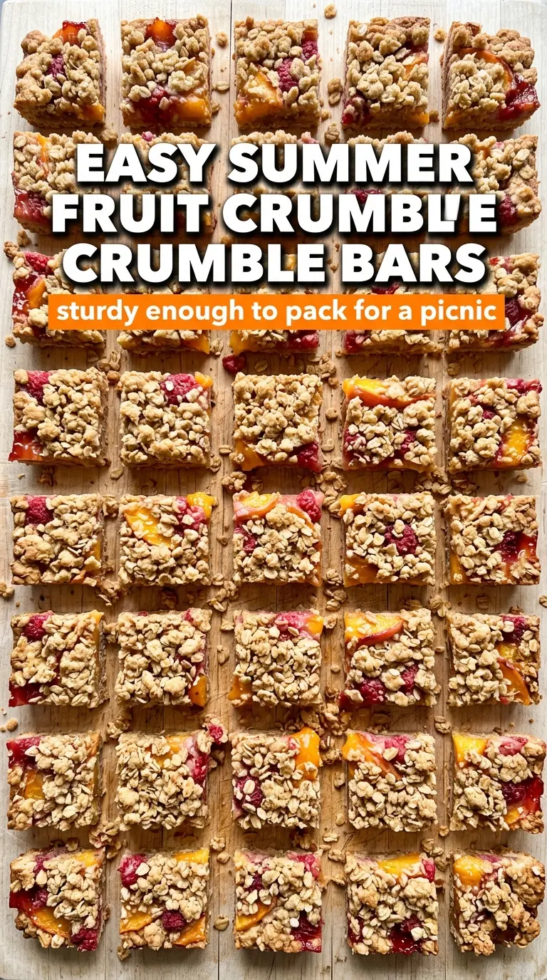 Peach Raspberry Bars buttery oat crumble, juicy fruit, golden bars