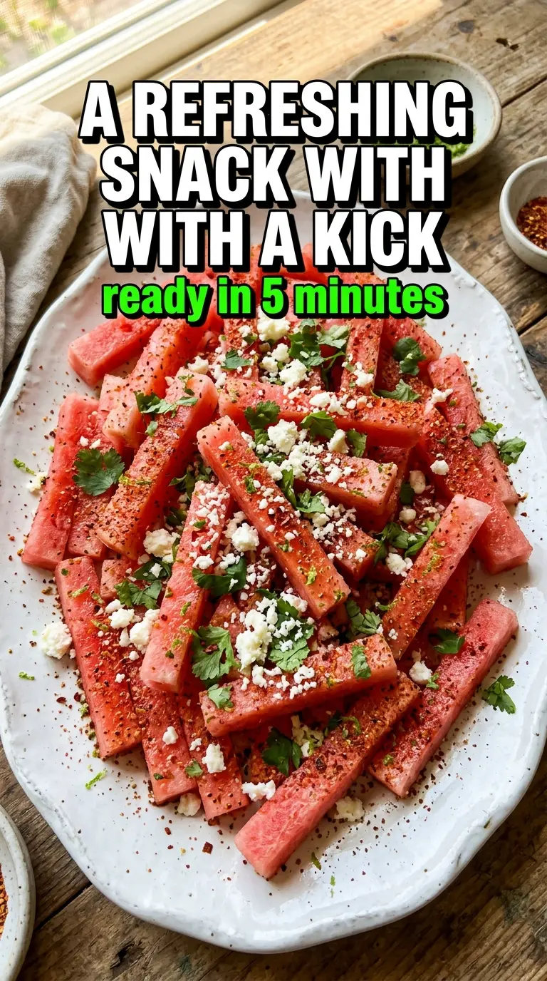 Spicy chili lime watermelon fries, juicy, refreshing, spicy
