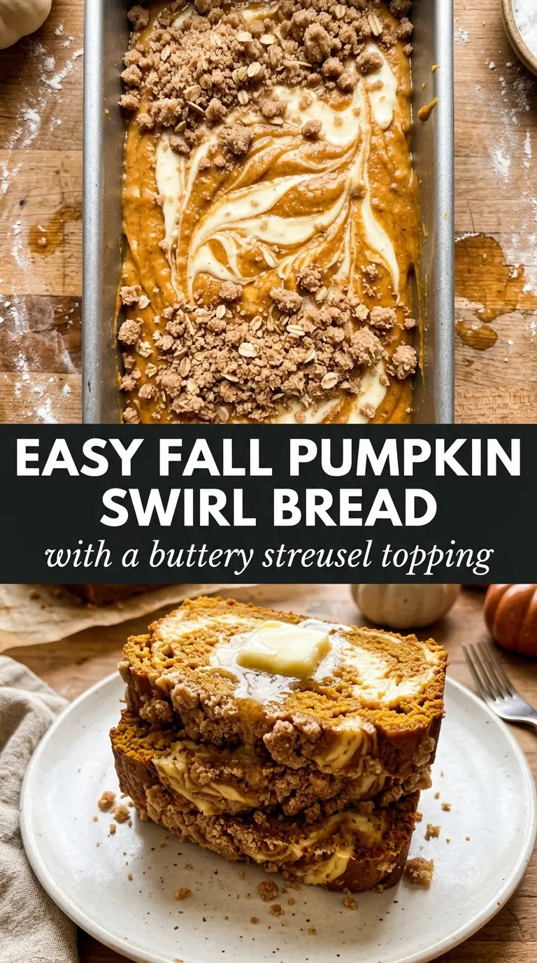 Pumpkin Cream Cheese Swirl Bread With Streusel Topping
