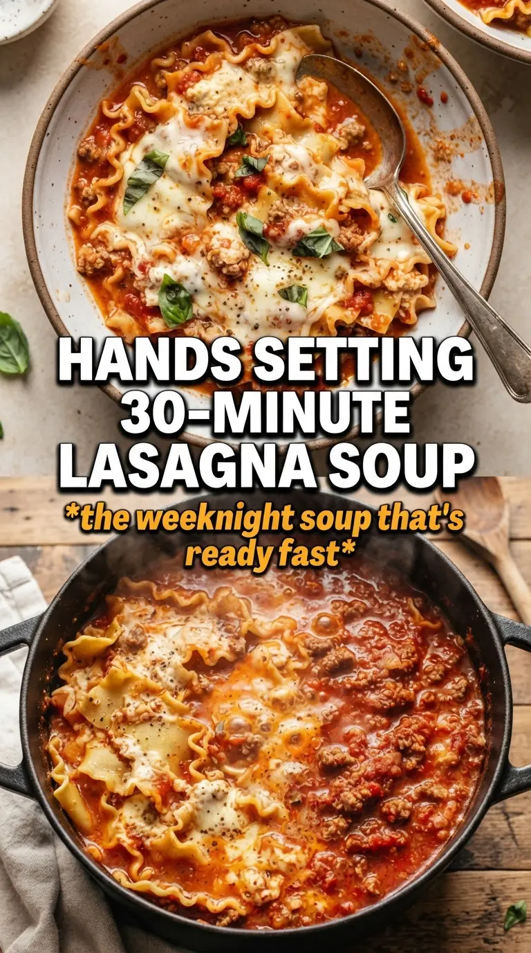 30-Minute Lasagna Soup hearty tomato broth, sausage, ricotta