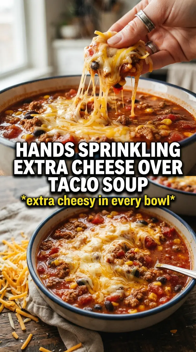 Cheesy taco soup cheesy, hearty, Tex-Mex