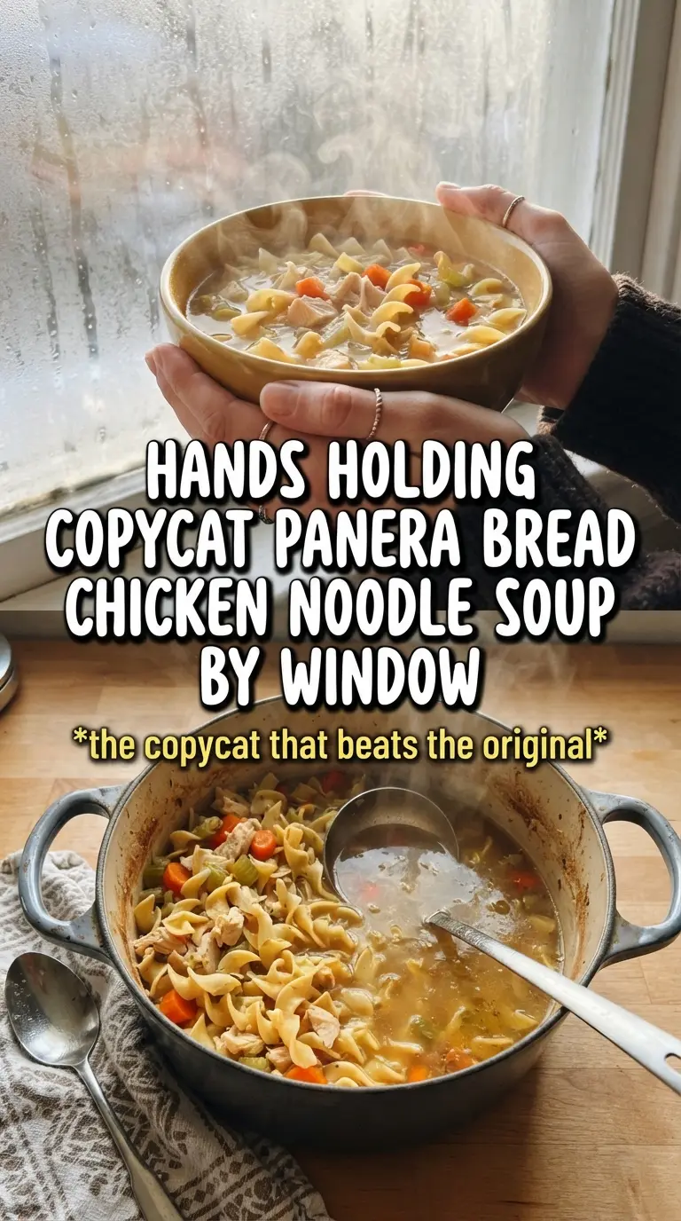 Copycat Panera Bread Chicken Noodle Soup clear broth tender noodles