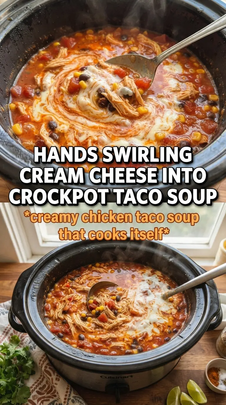 Crockpot creamy chicken taco soup creamy Tex-Mex shredded chicken