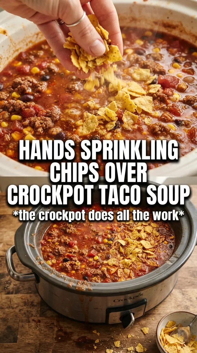 Crockpot Taco Soup hearty Tex-Mex, loaded toppings