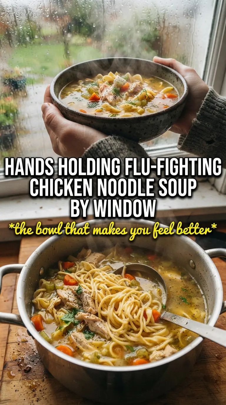 flu-fighting chicken noodle soup golden brothy