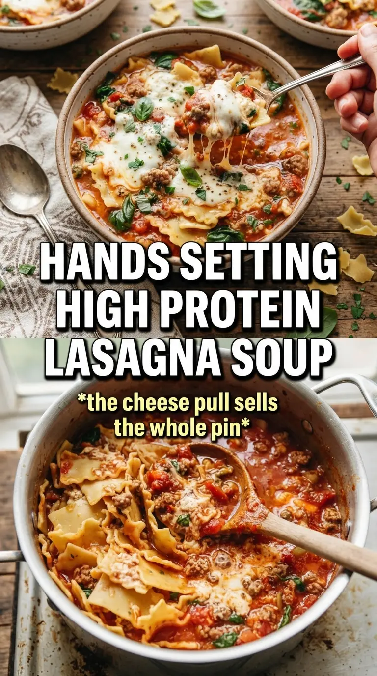 High Protein Lasagna Soup, hearty tomato, creamy cottage cheese