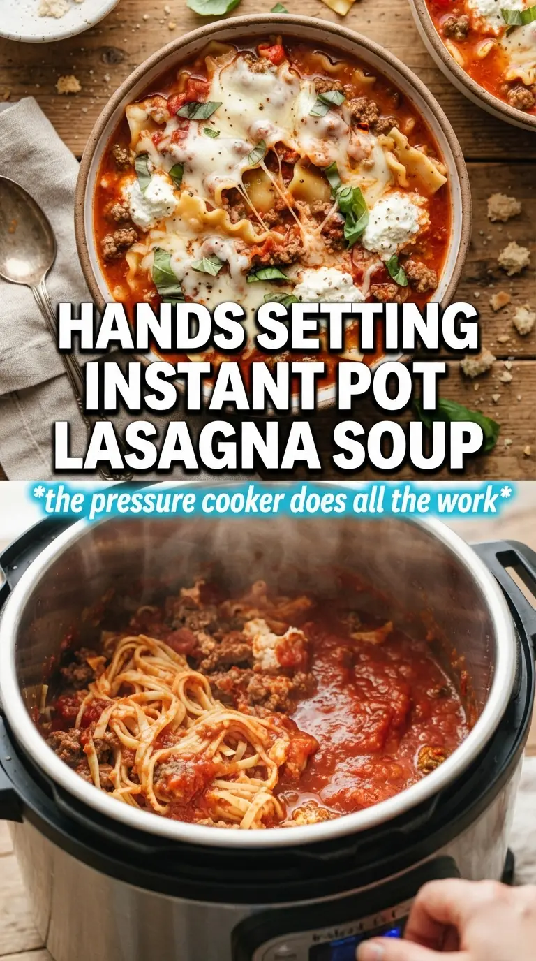 Instant Pot Lasagna Soup rich tomato broth, cheesy, comforting