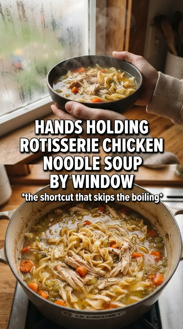 Rotisserie Chicken Noodle Soup golden broth comforting fast