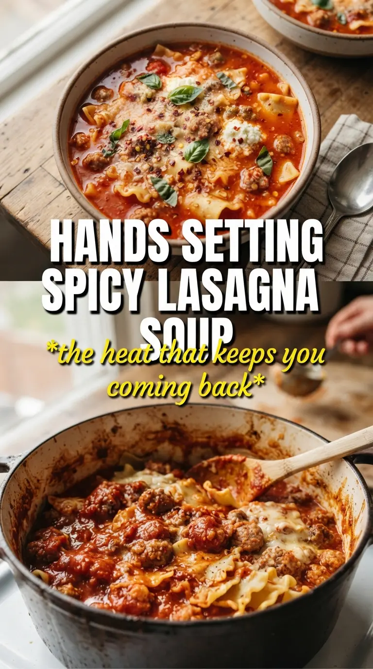 Spicy lasagna soup with jalapeño, sausage, and ricotta