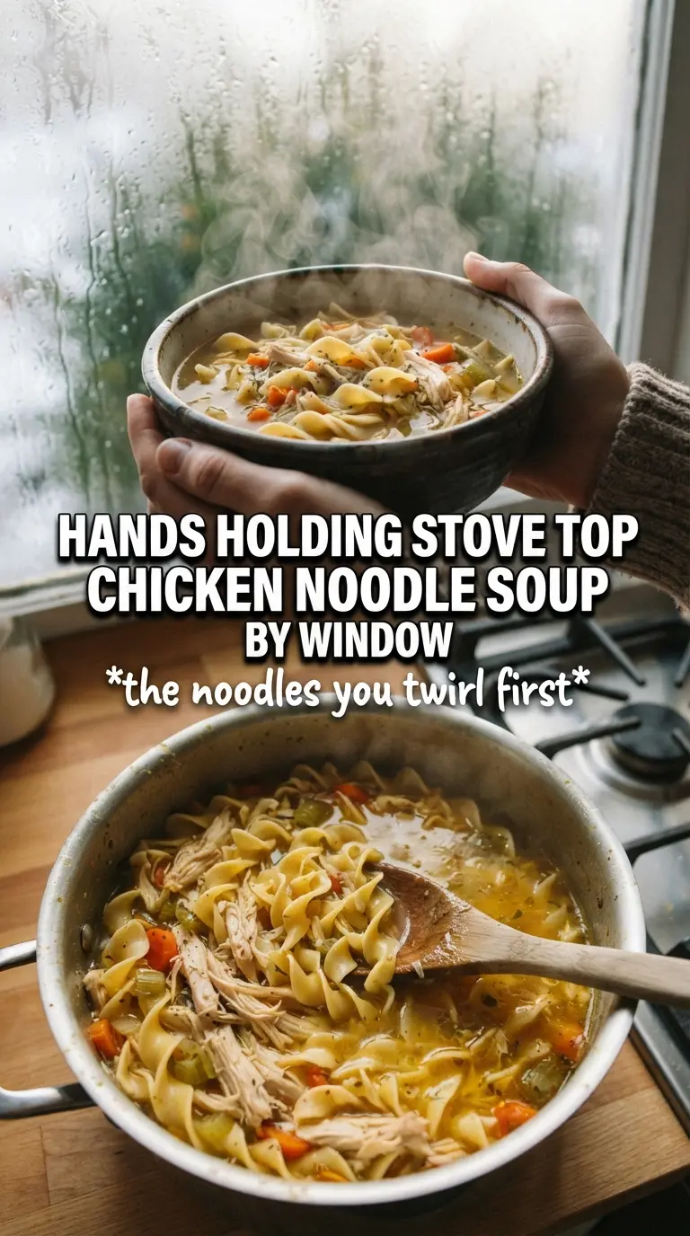 Stovetop Chicken Noodle Soup clear broth shredded chicken